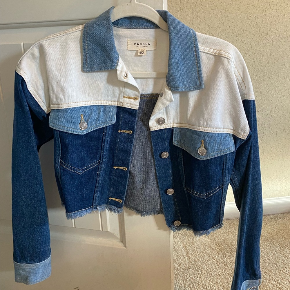 PacSun Colorblock Cropped Denim Jacket
